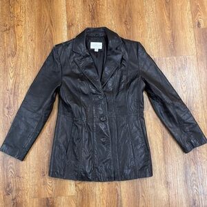 Vintage Y2K worthington women black genuine lambskin leather coat jacket large